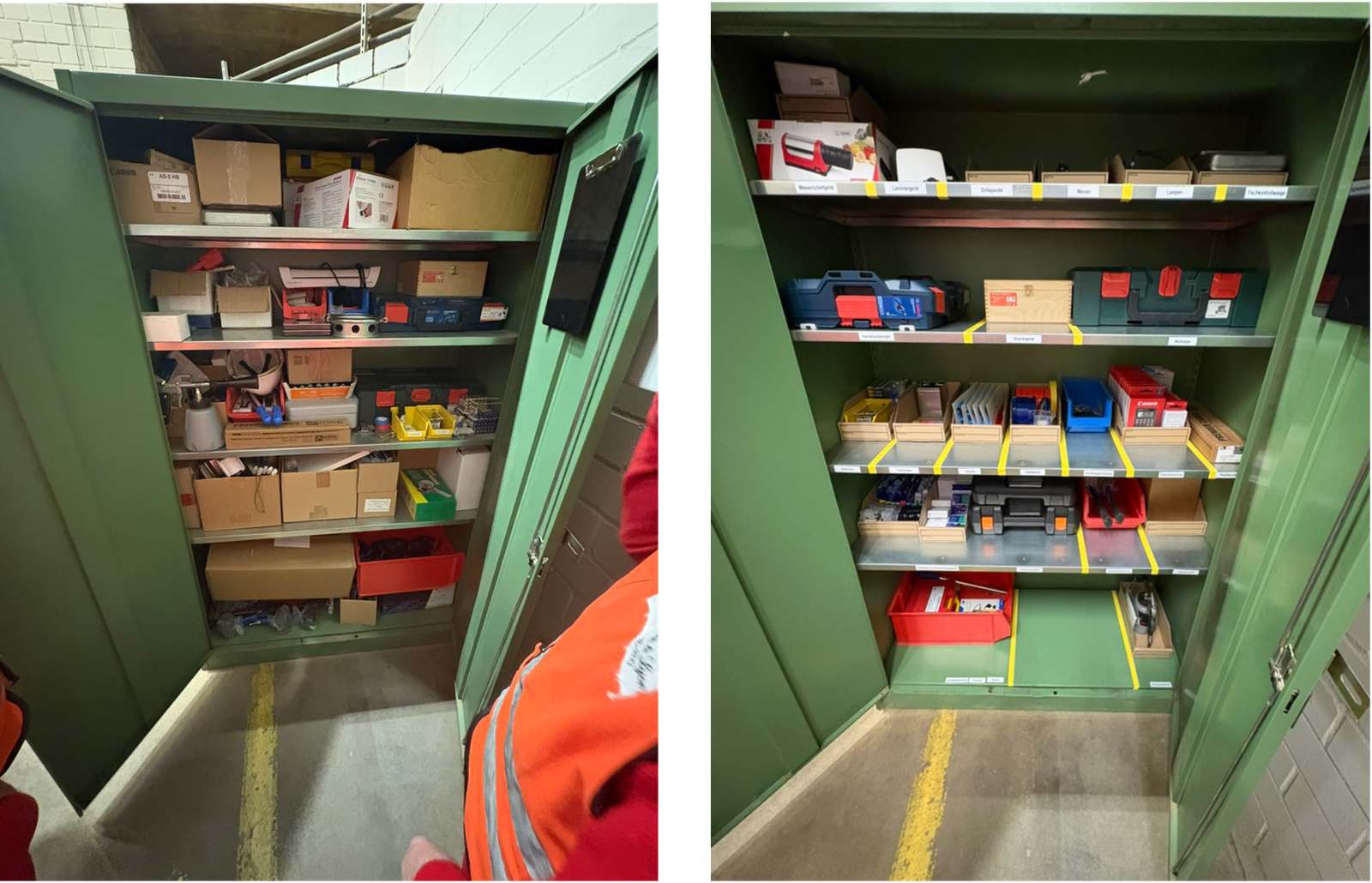 Materialschrank – Vorher und Nachher